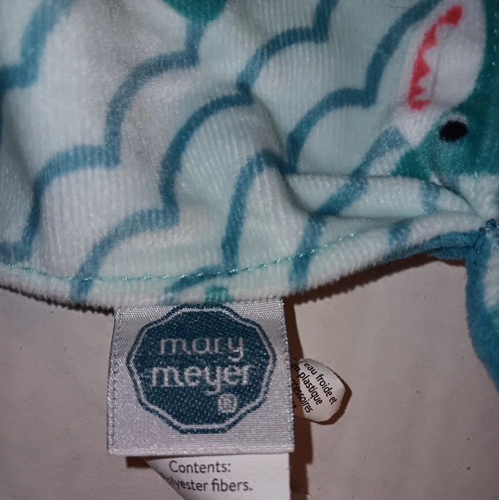 Mary Meyer Teal and White Plush Shark Blanket Blue White